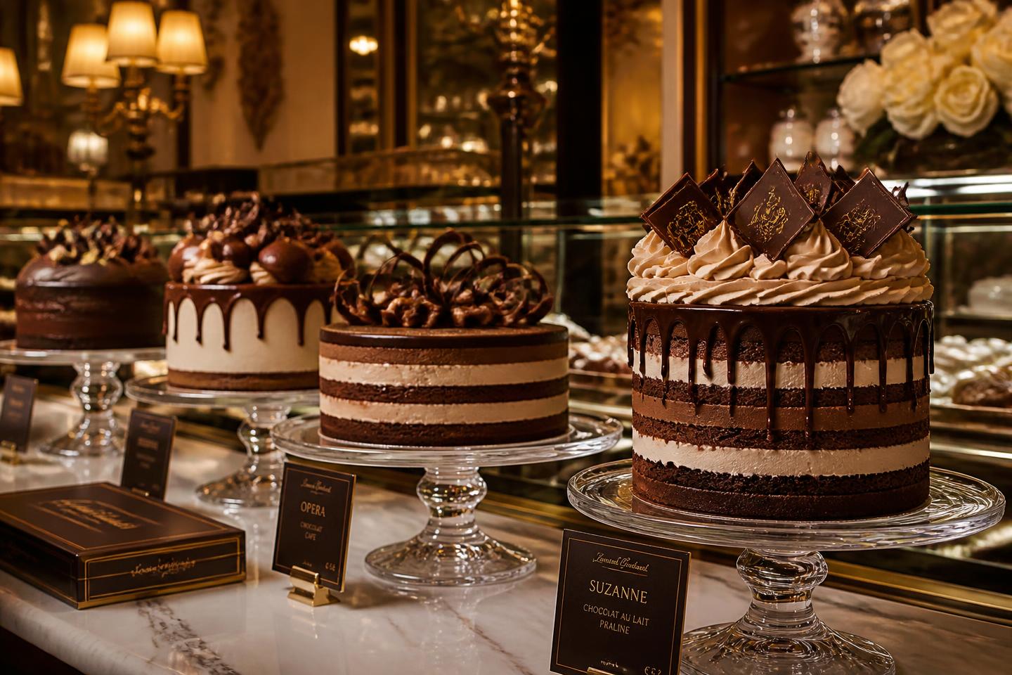 Elegant Belgian cake display at Mekasa Cakes & Coffee