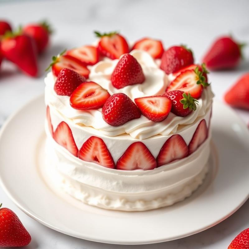 Fresh strawberry cream cake at Mekasa